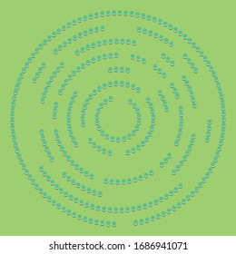 Random dots, circles abstract. Speckles, dotted radial, radiating, circular geometric illustration. Polka-dots, pointillist, pointillism design element