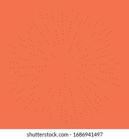 Random dots, circles abstract. Speckles, dotted radial, radiating, circular geometric illustration. Polka-dots, pointillist, pointillism design element