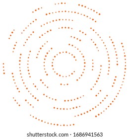 Random dots, circles abstract. Speckles, dotted radial, radiating, circular geometric illustration. Polka-dots, pointillist, pointillism design element