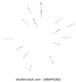 Random dots, circles abstract. Speckles, dotted radial, radiating, circular geometric illustration. Polka-dots, pointillist, pointillism design element