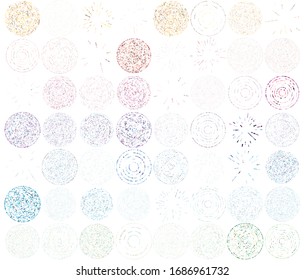 Puntos al azar, círculos abstractos. Especkles, radial de puntos, radiante, ilustración geométrica circular. Punto-polka, elemento de diseño puntillista, puntillismo
