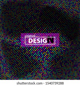 Random dots. Color circles on black background. Vector illustration. Colorful polka dots pattern.
