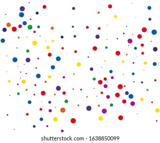 Random dots. Festive Template on colorful backdrop. Random round confetti. Vintage fashion. Colorful design. Dots design. Retro fashion. Confetti background. C
