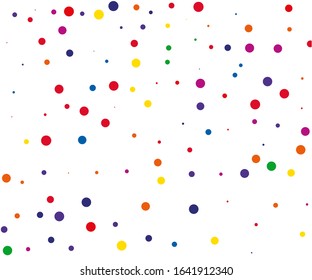 Random dots. Festive Template on colorful backdrop. Random round confetti. Vintage fashion. Colorful design. Dots design. Retro fashion. Confetti background. C