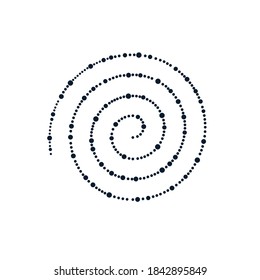 Random dots, dots, halftone specks, concentric circle. Spiral, swirl, twist element. Round and radial lines, spiral, spiral. Segmented circle with rotation. Radiant arc. Cochlear, vortex drawing. Vect