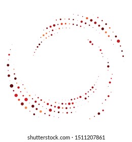 Random dotted, dots, halftone speckles concentric circle.Spiral, swirl, twirl element.Circular and radial lines volute, helix.Segmented circle with rotation.Radiating arc.Cochlear, vortex illustration