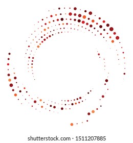 Random dotted, dots, halftone speckles concentric circle.Spiral, swirl, twirl element.Circular and radial lines volute, helix.Segmented circle with rotation.Radiating arc.Cochlear, vortex illustration