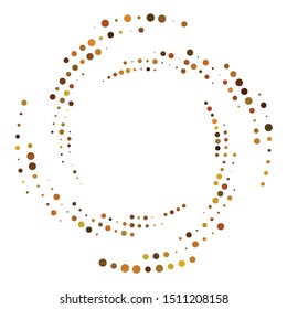 Random dotted, dots, halftone speckles concentric circle.Spiral, swirl, twirl element.Circular and radial lines volute, helix.Segmented circle with rotation.Radiating arc.Cochlear, vortex illustration