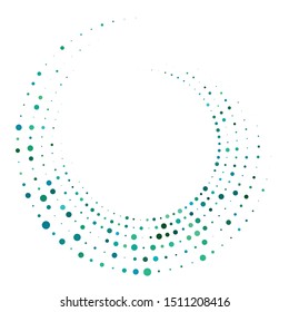 Random dotted, dots, halftone speckles concentric circle.Spiral, swirl, twirl element.Circular and radial lines volute, helix.Segmented circle with rotation.Radiating arc.Cochlear, vortex illustration