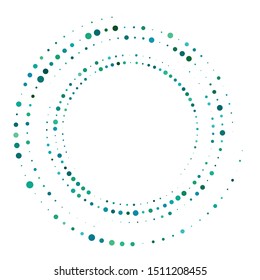 Random dotted, dots, halftone speckles concentric circle.Spiral, swirl, twirl element.Circular and radial lines volute, helix.Segmented circle with rotation.Radiating arc.Cochlear, vortex illustration