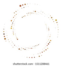 Random dotted, dots, halftone speckles concentric circle.Spiral, swirl, twirl element.Circular and radial lines volute, helix.Segmented circle with rotation.Radiating arc.Cochlear, vortex illustration