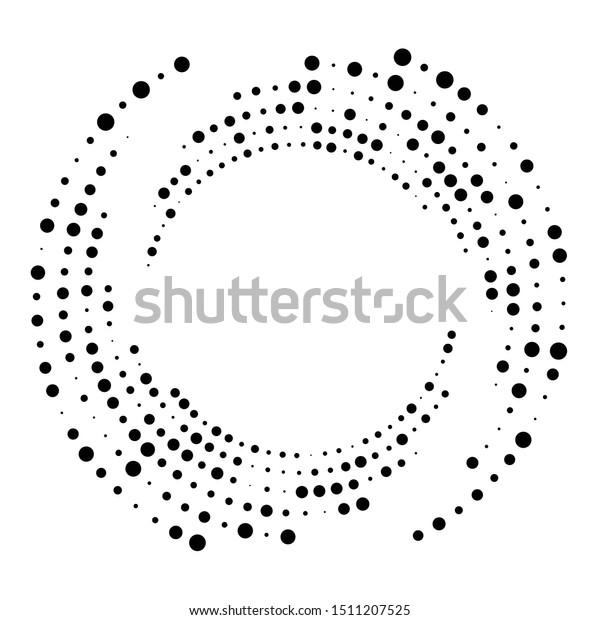 Random dotted, dots, halftone speckles\
concentric circle.Spiral, swirl, twirl element.Circular and radial\
lines volute, helix.Segmented circle with rotation.Radiating\
arc.Cochlear, vortex\
illustration