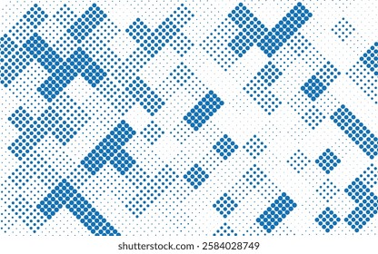 Random dotted square halftone pattern. Dotted repetitive circle abstract background. Modern digital and print pattern texture. AI technology dotted pattern. Vector illustration editable background.