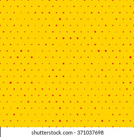 Random dotted yellow and red pop art pattern. Seamlessly repeatable background with circles.