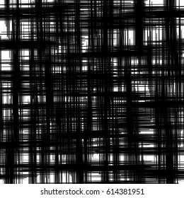 Random edgy abstract illustration with random scattered geometric shapes / lines. Black and white abstract illustration