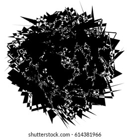 Random edgy abstract illustration with random scattered geometric shapes / lines. Black and white abstract illustration