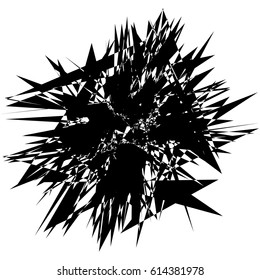 Random edgy abstract illustration with random scattered geometric shapes / lines. Black and white abstract illustration