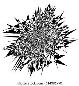Random edgy abstract illustration with random scattered geometric shapes / lines. Black and white abstract illustration