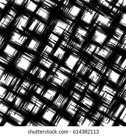 Random edgy abstract illustration with random scattered geometric shapes / lines. Black and white abstract illustration