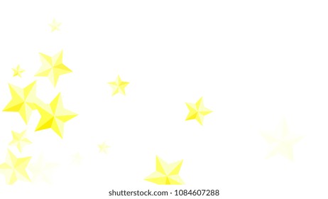  Random Falling Golden Stars. Magic Flying Stars Confetti.  Banner, Greeting Card, Christmas and New Year card, Postcard, Packaging, Textile Print. Vector Illustration.