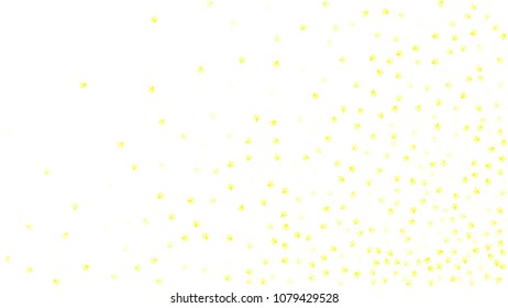  Random Falling Golden Stars on Honologram Background. Magic Flying Stars Confetti. Postcard, Packaging, Textile Print, Banner, Greeting Card, Christmas and New Year card. Vector Illustration.