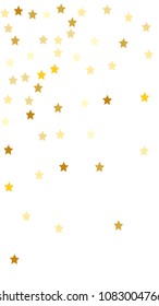  Random Falling Golden Stars on Honologram Background. Magic Flying Stars Confetti.  Banner, Greeting Card, Christmas and New Year card, Postcard, Packaging, Textile Print. Beautiful Night Sky