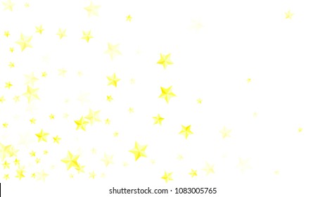  Random Falling Golden Stars on Honologram Background. Magic Flying Stars Confetti. Postcard, Packaging, Textile Print, Banner, Greeting Card, Christmas and New Year card. Vector Illustration.