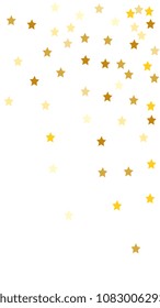  Random Falling Golden Stars on Honologram Background. Magic Flying Stars Confetti.  Banner, Greeting Card, Christmas and New Year card, Postcard, Packaging, Textile Print. Beautiful Night Sky