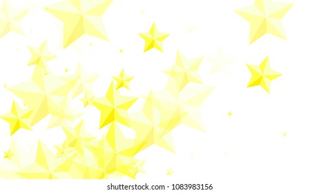  Random Falling Golden Stars on Honologram Background. Magic Flying Stars Confetti.  Banner, Greeting Card, Christmas and New Year card, Postcard, Packaging, Textile Print. Beautiful Night Sky