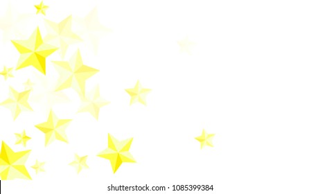  Random Falling Golden Stars on Honologram Background. Magic Flying Stars Confetti.  Banner, Greeting Card, Christmas and New Year card, Postcard, Packaging, Textile Print. Beautiful Night Sky