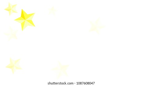  Random Falling Golden Stars on Honologram Background. Magic Flying Stars Confetti.  Banner, Greeting Card, Christmas and New Year card, Postcard, Packaging, Textile Print. Vector Illustration.
