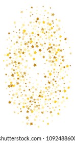  Random Falling Golden Stars on Honologram Background. Magic Flying Stars Confetti.  Banner, Greeting Card, Christmas and New Year card, Postcard, Packaging, Textile Print. Beautiful Night Sky