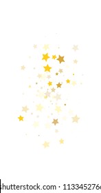  Random Falling Golden Stars on Honologram Background. Magic Flying Stars Confetti.  Banner, Greeting Card, Christmas and New Year card, Postcard, Packaging, Textile Print. Beautiful Night Sky