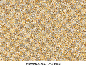Random falling shimmer dust golden confetti. Transparent gold background luxury shine foil vector. Carnival glitter design. Shine banner card sparkle. Decorative festive holiday backdrop.