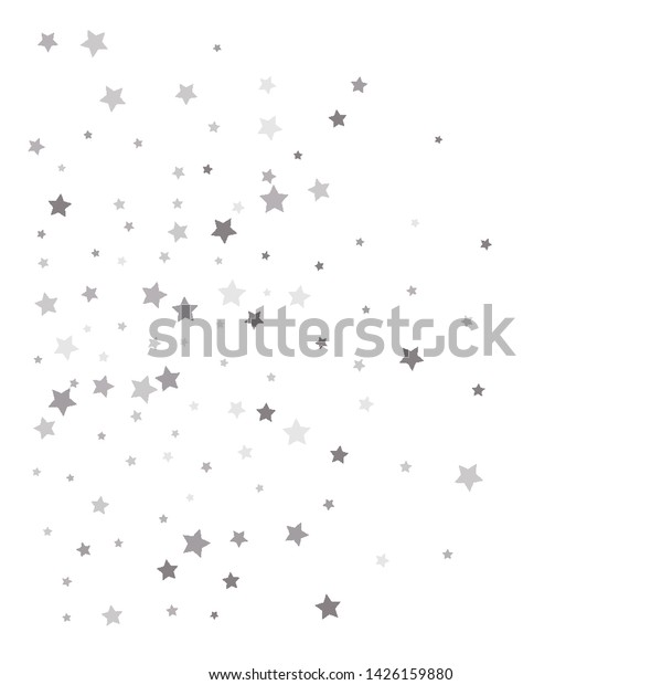 Random Falling Silver Stars On White Stock Vector Royalty Free