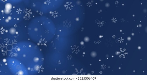 Random falling snowflakes wallpaper. Snowfall dust freeze granules. Snowfall sky white teal blue background. Lots of snowflakes february vector. 