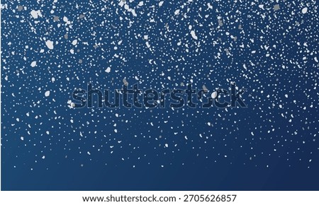 Random falling snowflakes wallpaper. Snowfall dust freeze granules. Snowfall sky white teal blue background. Lots of snowflakes February vector, Snowy landscape of nature, winter dust PNG.