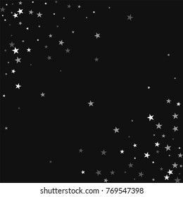 Random falling stars. Abstract chaotic scatter with random falling stars on black background. Cool Vector illustration.