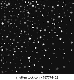 Random falling stars. Abstract scatter with random falling stars on black background. Delicate Vector illustration.