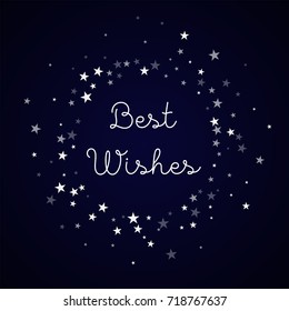 Random falling stars Best Wishes greeting card on deep blue background.fine vector illustration.