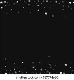 Random falling stars. Borders with random falling stars on black background. Cute Vector illustration.