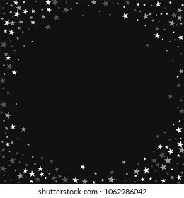 Random falling stars. Corner frame on black background. Appealing vector illustration.