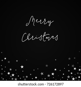 Random falling stars Merry Christmas greeting card on black background. Wonderful vector illustration.