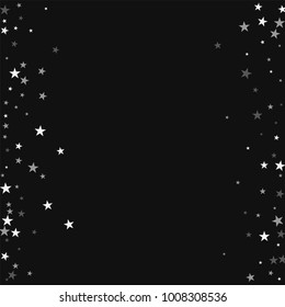 Random falling stars. Messy border on black background. Amazing vector illustration.