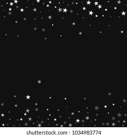 Random falling stars. Scattered border on black background. Outstanding vector illustration.