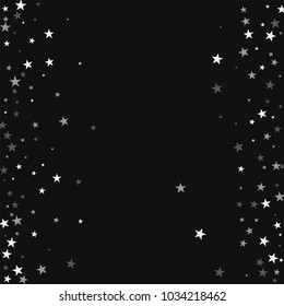 Random falling stars. Scattered frame on black background. Beautiful vector illustration.