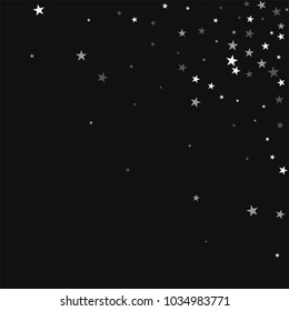 Random falling stars. Scattered top right corner on black background. Divine vector illustration.