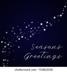 Random falling stars Season's Greetings greeting card on deep blue background.lovely vector illustration.