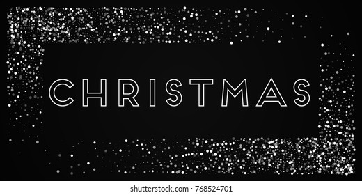 Random falling white dots Christmas greeting card on black background.pretty vector illustration.