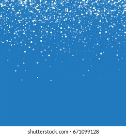 Random falling white dots. Scatter top gradient with random falling white dots on blue background. Vector illustration.